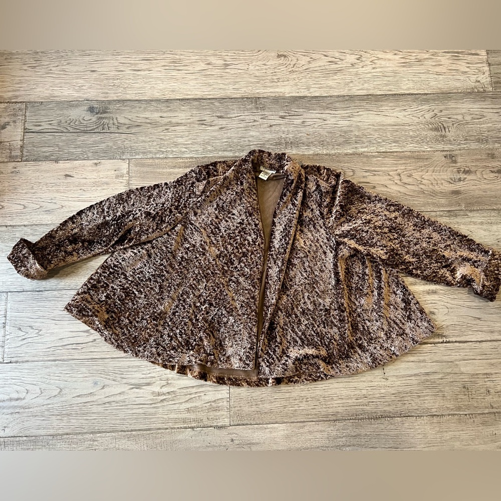 Connected Petite Brown Draped Cardigan Size M